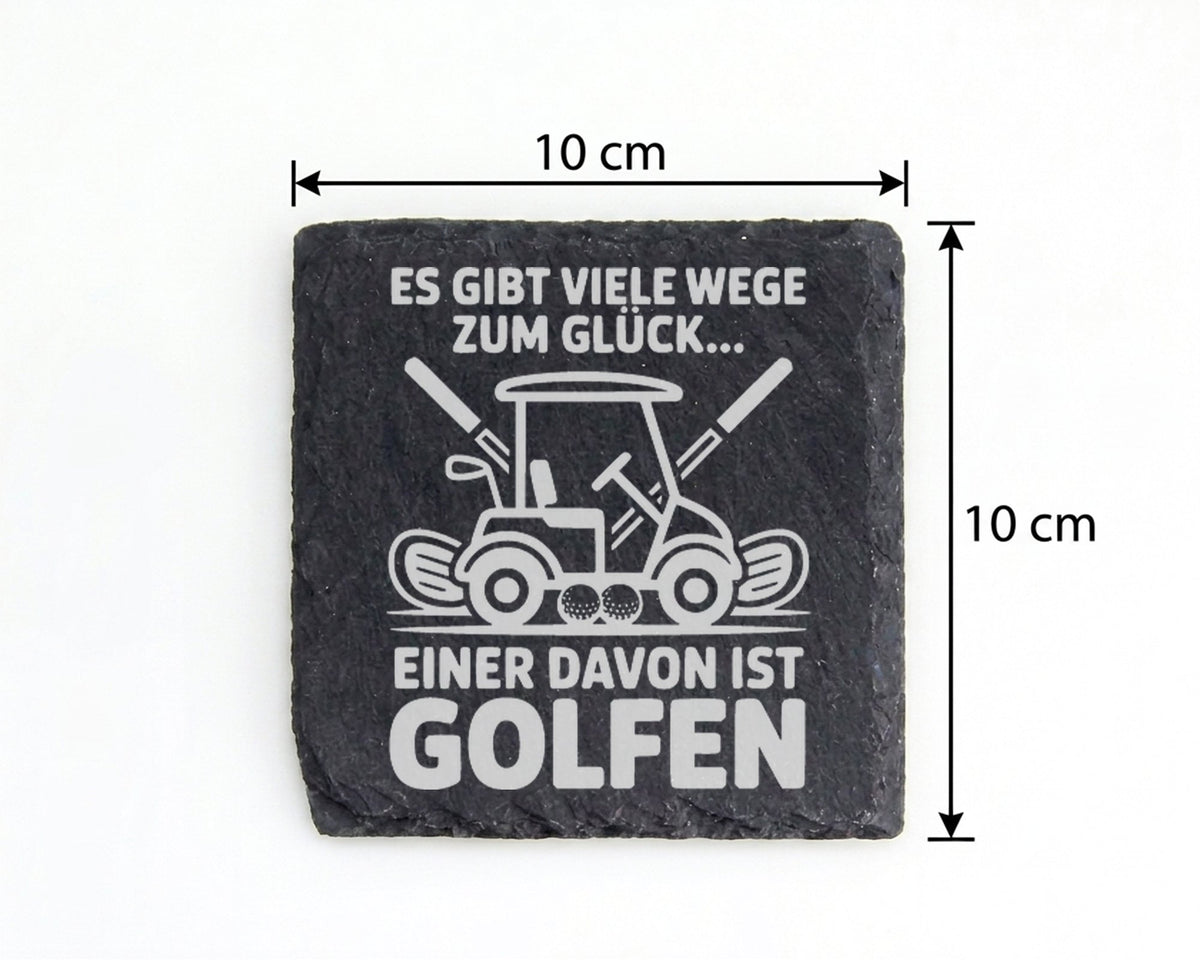 Schiefer Untersetzer Golfcart Wege Zum Glück Golfen - Lustiges Geschen – Bild 4