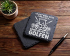Schiefer Untersetzer Golfcart Wege Zum Glück Golfen - Lustiges Geschen – Bild 5