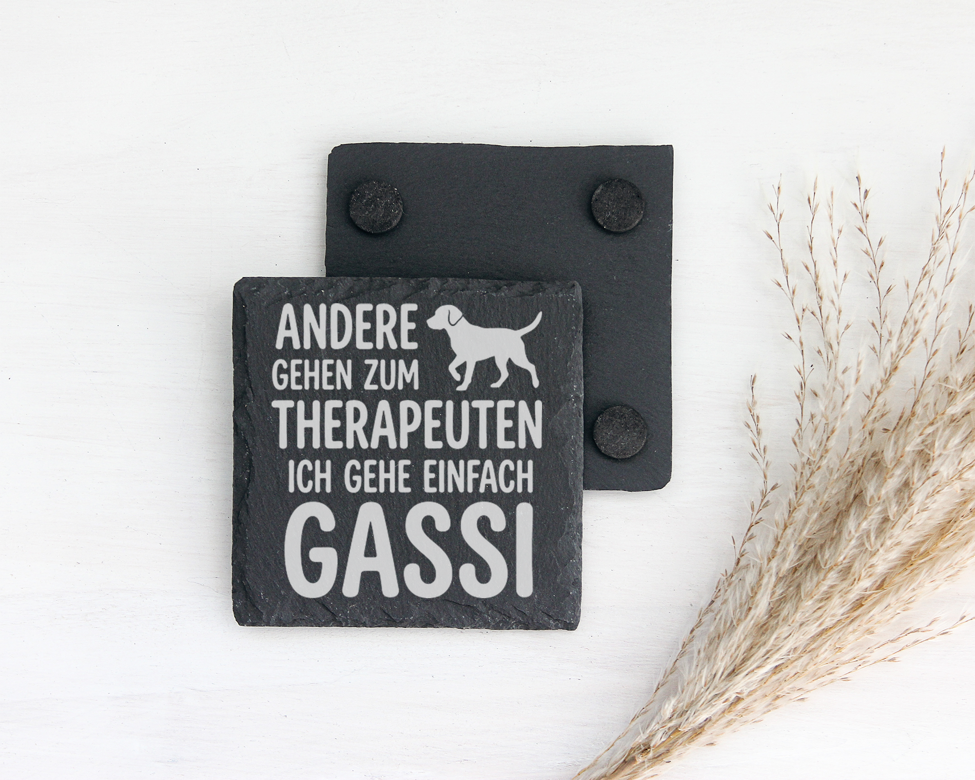 Hunde Untersetzer Schiefertafel, Gassi gehen Hund Spruch Geschenk, Ges – Bild 2
