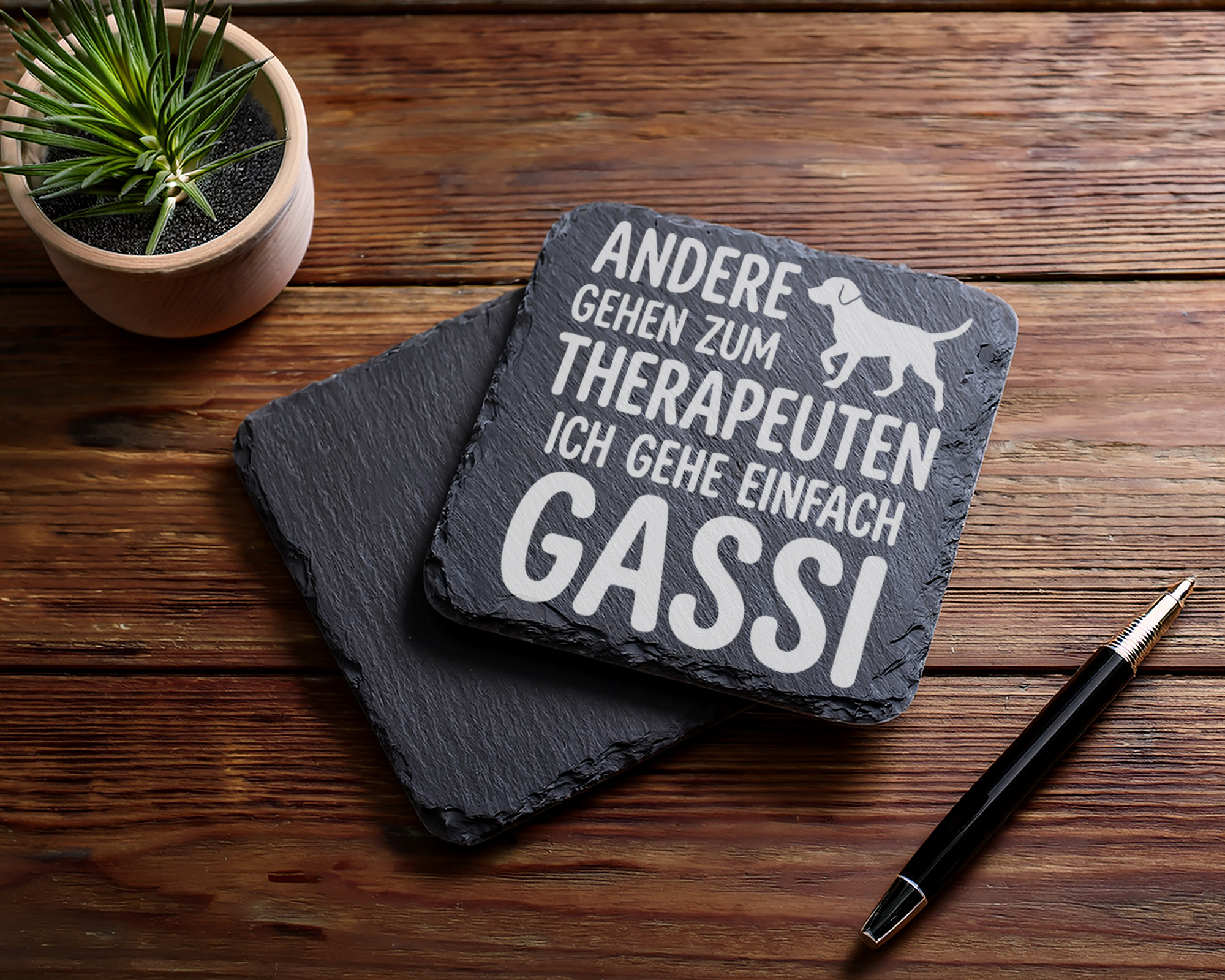 Hunde Untersetzer Schiefertafel, Gassi gehen Hund Spruch Geschenk, Ges – Bild 5