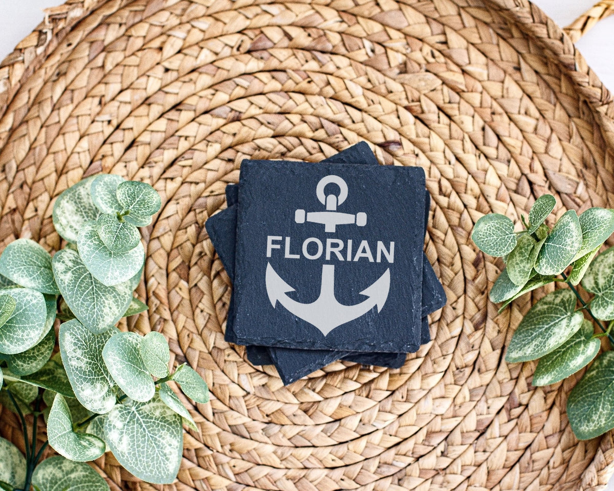 Schiefer Untersetzer Anker Personalisiert - Maritimes Geschenk für Seg – Bild 3