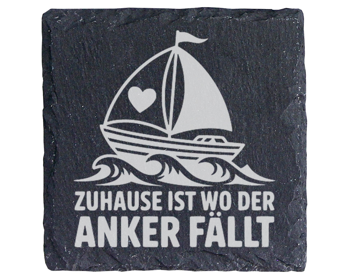 Schiefer Untersetzer Segelboot Zuhause Ist Wo Der Anker Fällt - Mariti – Bild 1
