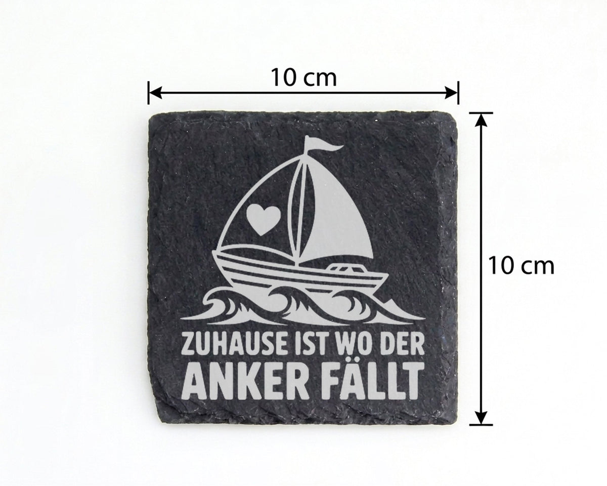 Schiefer Untersetzer Segelboot Zuhause Ist Wo Der Anker Fällt - Mariti – Bild 4
