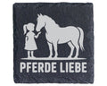 Schiefer Untersetzer Pferde Liebe Mädchen Mit Reitpferd - Geschenk Fue – Bild 1