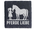 Schiefer Untersetzer Pferde Liebe Mädchen Mit Reitpferd - Geschenk Fue – Bild 1