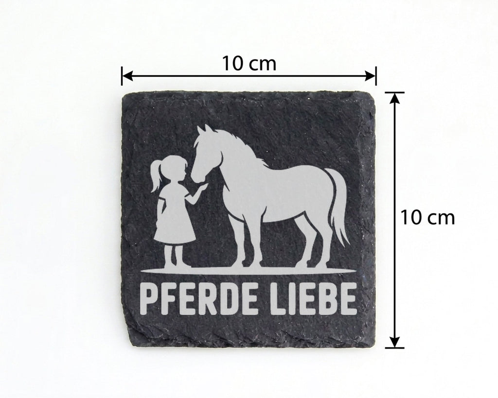 Schiefer Untersetzer Pferde Liebe Mädchen Mit Reitpferd - Geschenk Fue – Bild 4