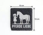 Schiefer Untersetzer Pferde Liebe Mädchen Mit Reitpferd - Geschenk Fue – Bild 4