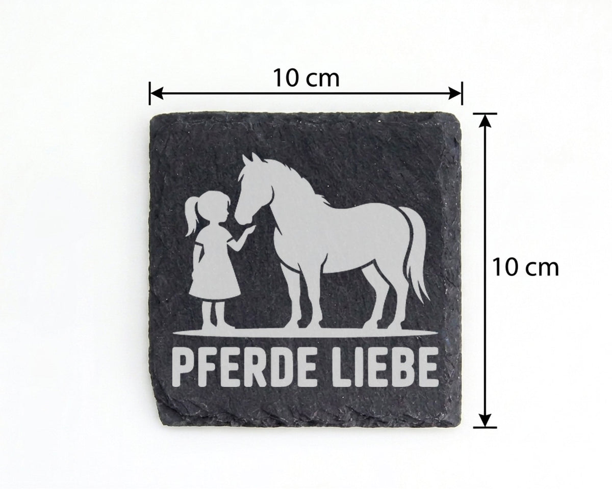 Schiefer Untersetzer Pferde Liebe Mädchen Mit Reitpferd - Geschenk Fue – Bild 4