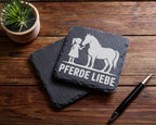 Schiefer Untersetzer Pferde Liebe Mädchen Mit Reitpferd - Geschenk Fue – Bild 5