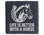 Schiefer Untersetzer Pferd Hufeisen Life Is Better With A Horse - Gesc – Bild 1