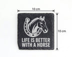 Schiefer Untersetzer Pferd Hufeisen Life Is Better With A Horse - Gesc – Bild 4