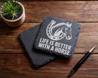 Schiefer Untersetzer Pferd Hufeisen Life Is Better With A Horse - Gesc – Bild 5