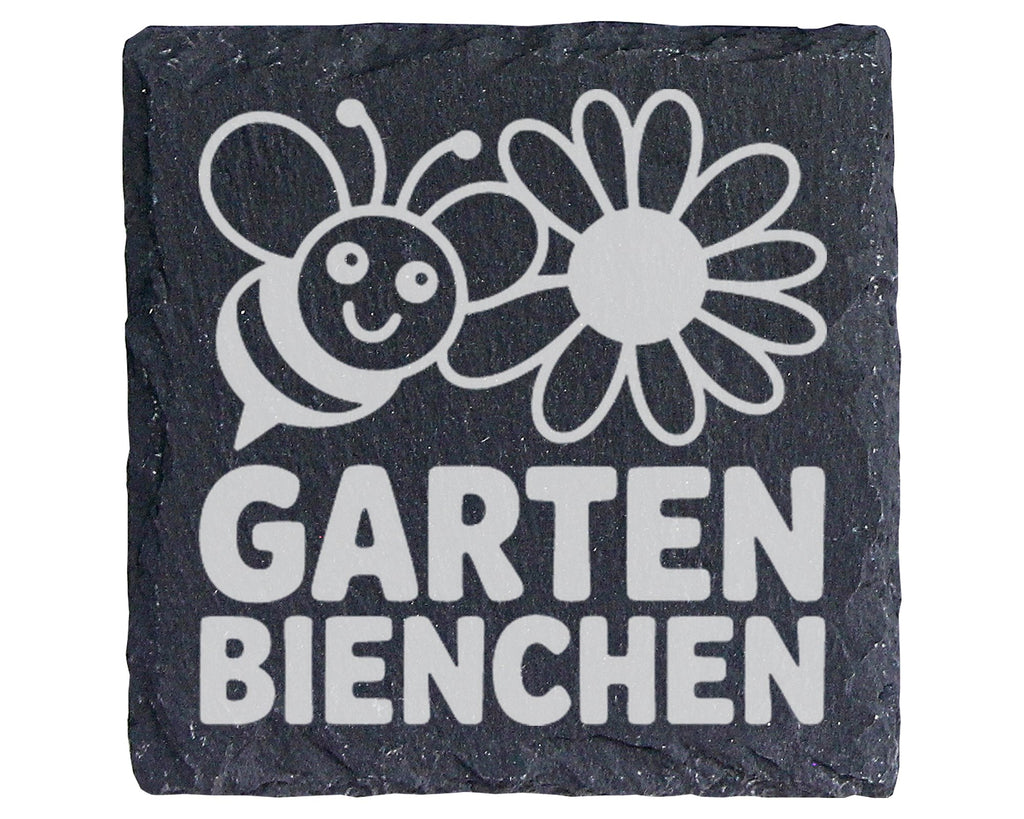 Schiefer Untersetzer Garten Bienchen Mit Blume - Süßes Geschenk Für Gä – Bild 1
