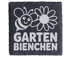 Schiefer Untersetzer Garten Bienchen Mit Blume - Süßes Geschenk Für Gä – Bild 1