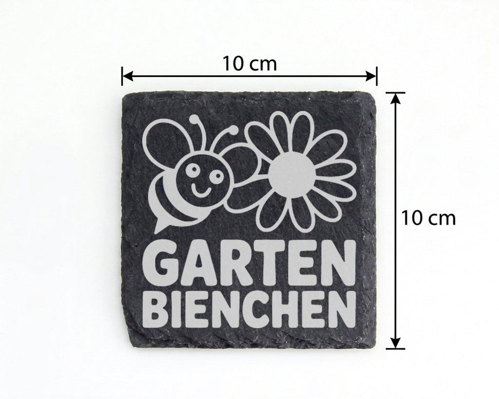 Schiefer Untersetzer Garten Bienchen Mit Blume - Süßes Geschenk Für Gä – Bild 4