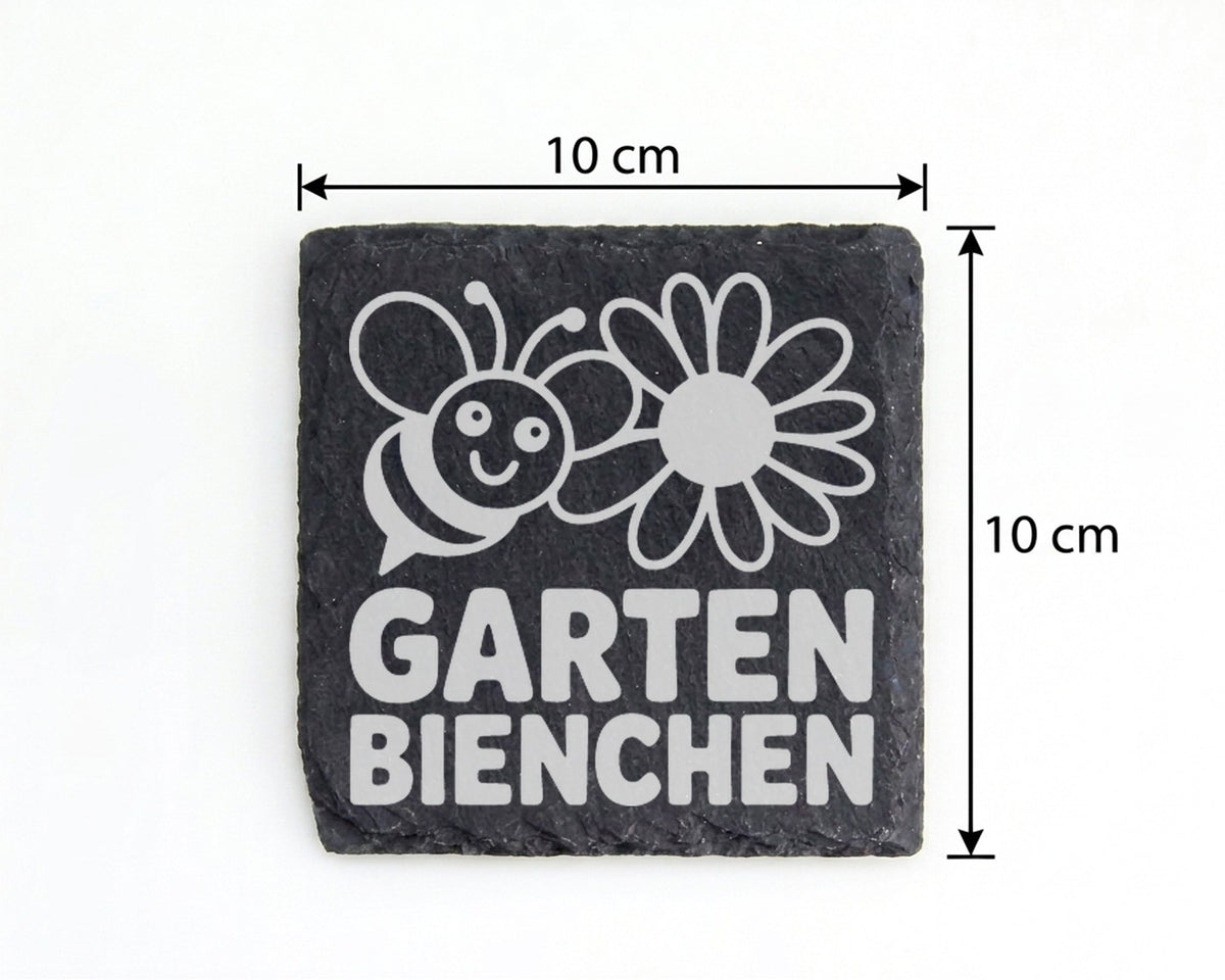 Schiefer Untersetzer Garten Bienchen Mit Blume - Süßes Geschenk Für Gä – Bild 4