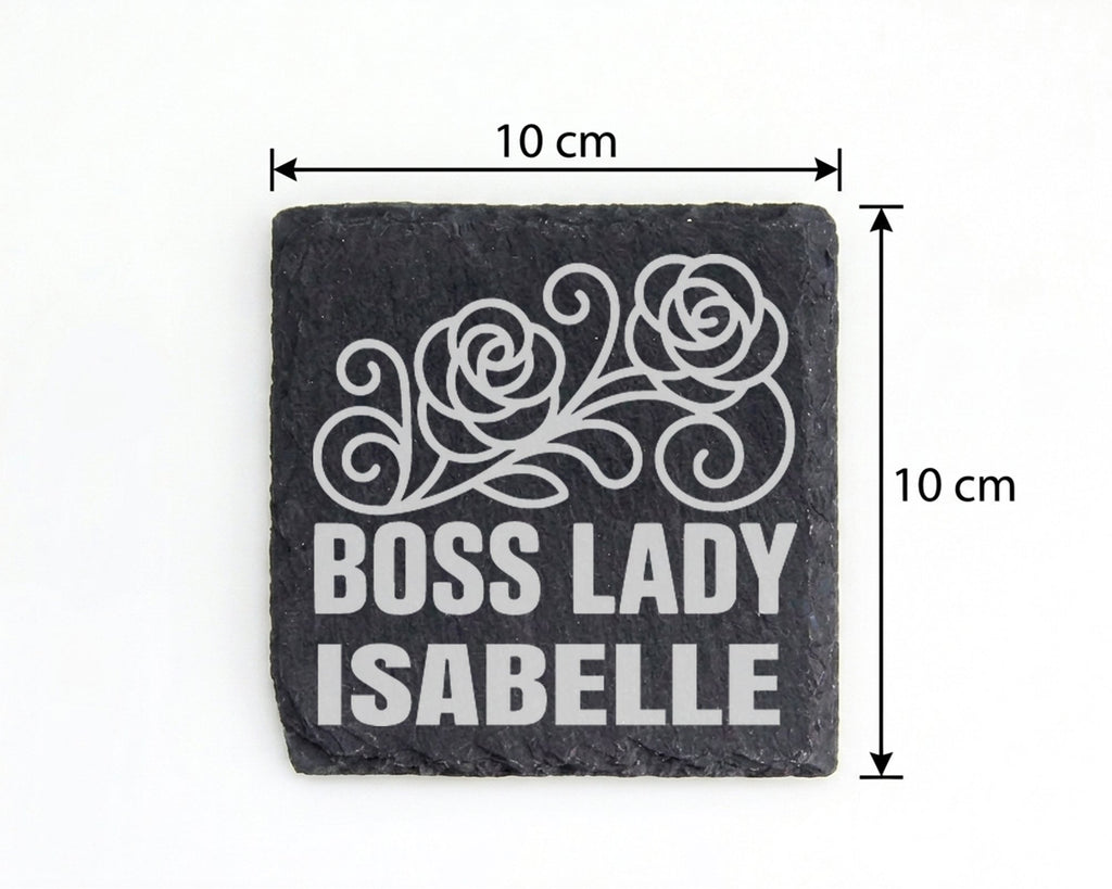 Schiefer Untersetzer Boss Lady Rose mit Wunschname Personalisiert - Ge – Bild 4