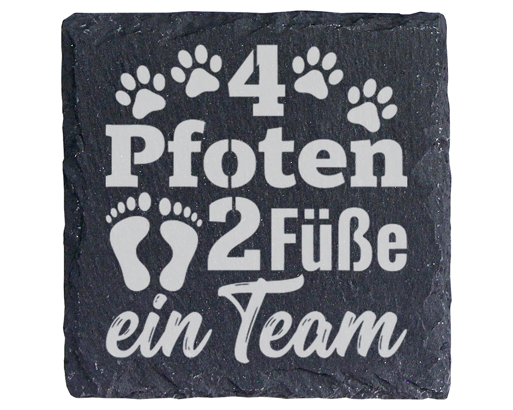 Hunde Untersetzer Schiefertafel, 4 Pfoten 2 Füße ein Team Geschenk, Ge – Bild 1