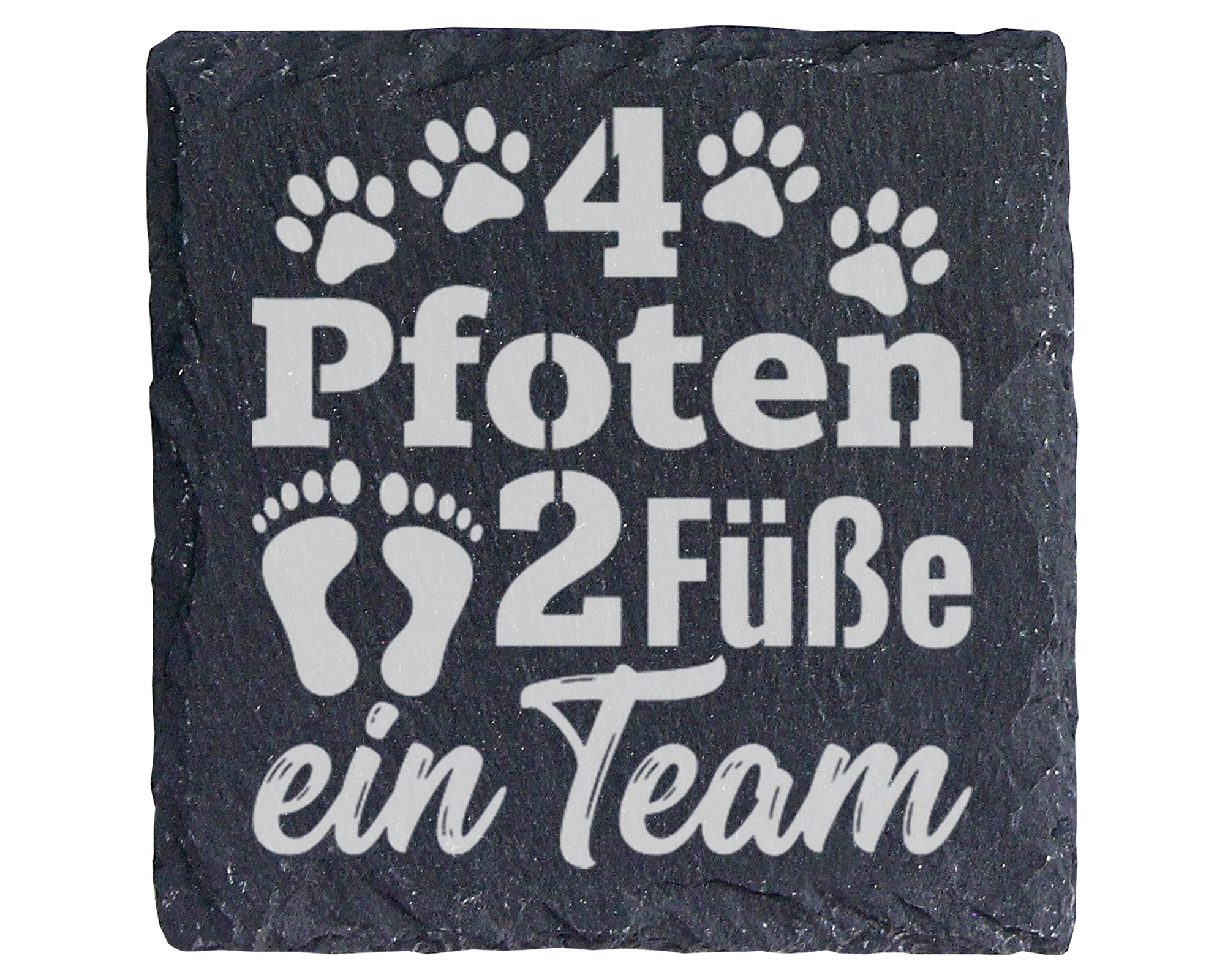 Hunde Untersetzer Schiefertafel, 4 Pfoten 2 Füße ein Team Geschenk, Ge – Bild 1