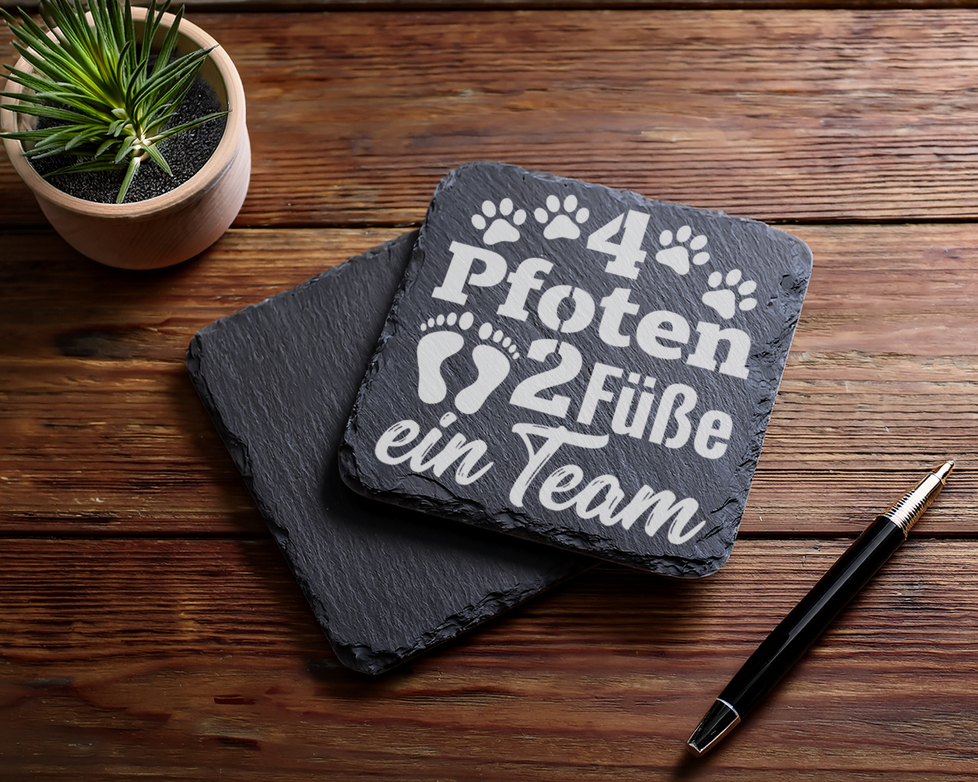Hunde Untersetzer Schiefertafel, 4 Pfoten 2 Füße ein Team Geschenk, Ge – Bild 5