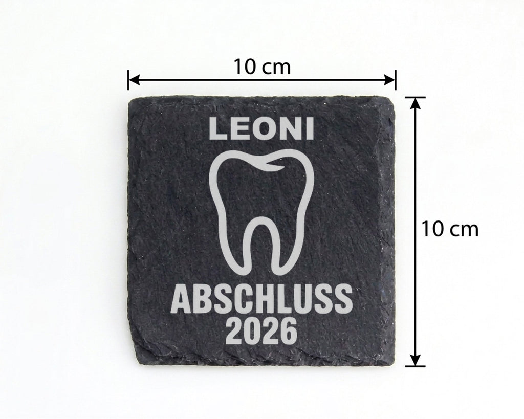 Schiefer Untersetzer Zahn Abschluss Personalisiert - Geschenk für Zahn – Bild 4
