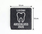 Schiefer Untersetzer Zahn Abschluss Personalisiert - Geschenk für Zahn – Bild 4