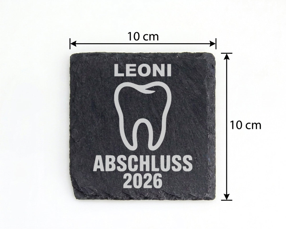 Schiefer Untersetzer Zahn Abschluss Personalisiert - Geschenk für Zahn – Bild 4