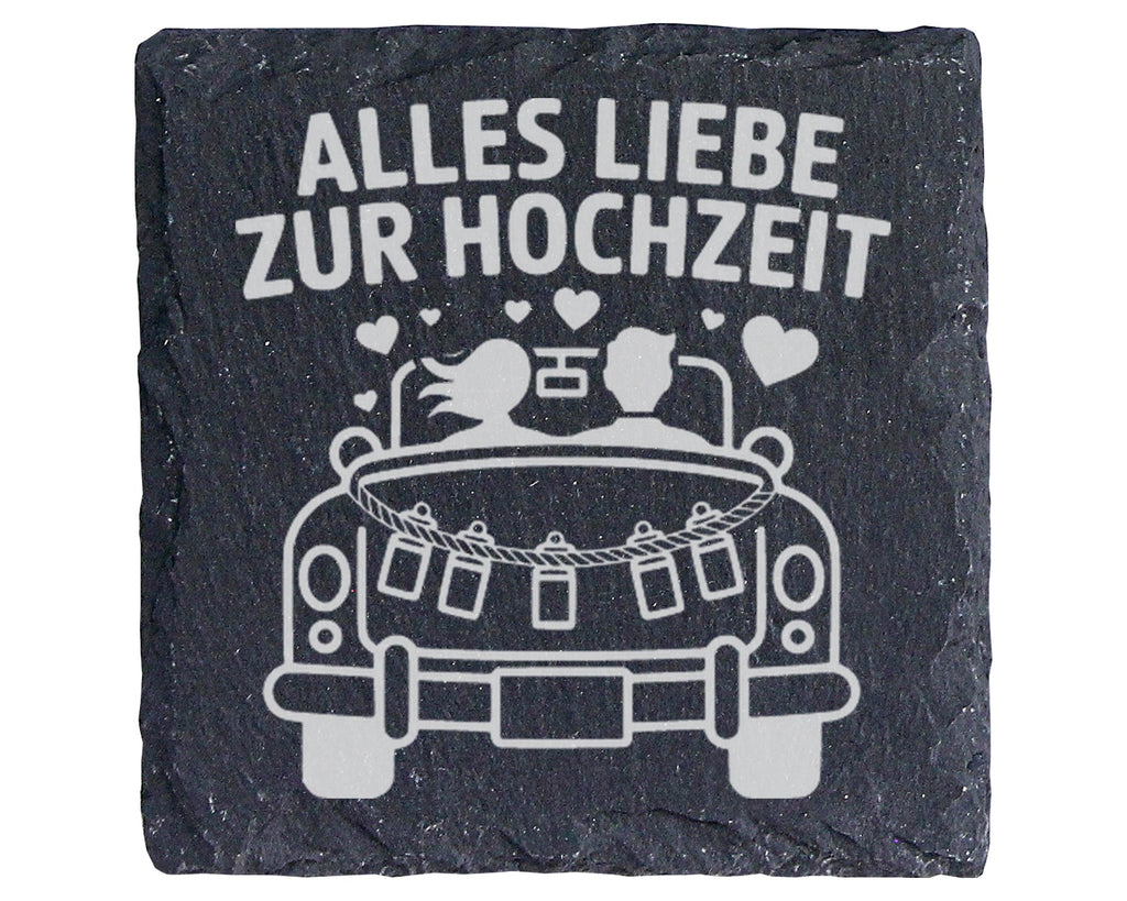Schiefer Untersetzer Alles Liebe Zur Hochzeit - Geschenk Für Brautpaar – Bild 1