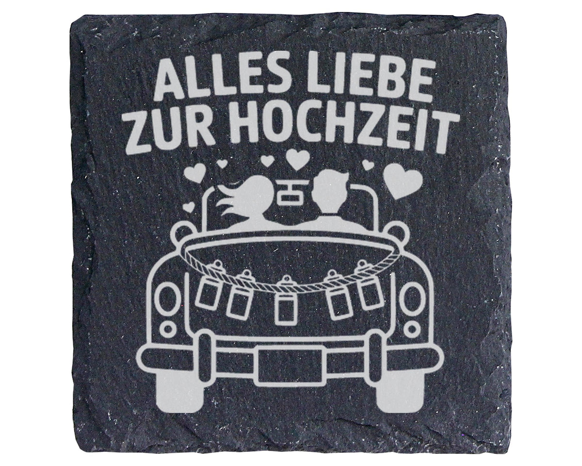 Schiefer Untersetzer Alles Liebe Zur Hochzeit - Geschenk Für Brautpaar – Bild 1