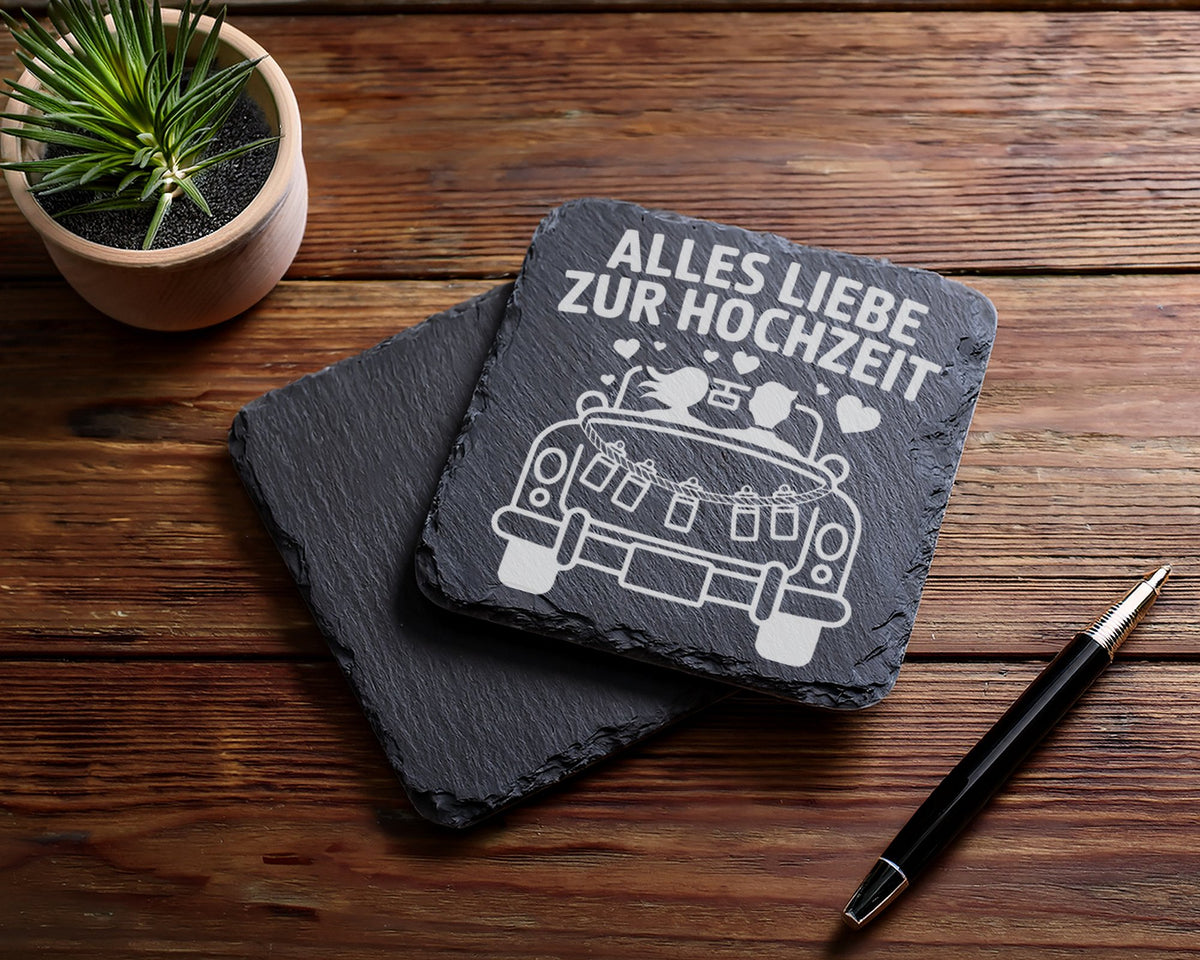 Schiefer Untersetzer Alles Liebe Zur Hochzeit - Geschenk Für Brautpaar – Bild 5