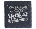 Schiefer Untersetzer Weltbeste Hebamme Wäscheleine - Geschenk für Entb – Bild 1