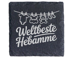 Schiefer Untersetzer Weltbeste Hebamme Wäscheleine - Geschenk für Entb – Bild 1