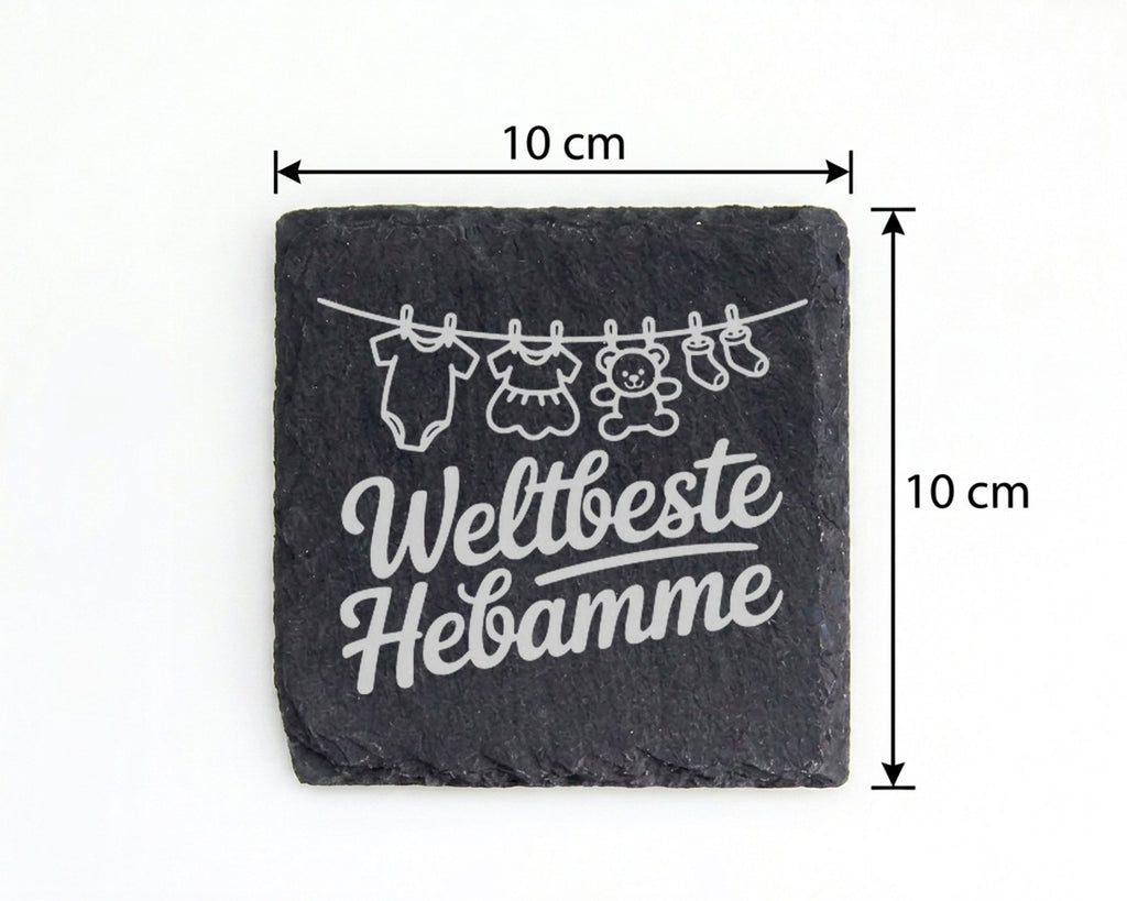 Schiefer Untersetzer Weltbeste Hebamme Wäscheleine - Geschenk für Entb – Bild 4