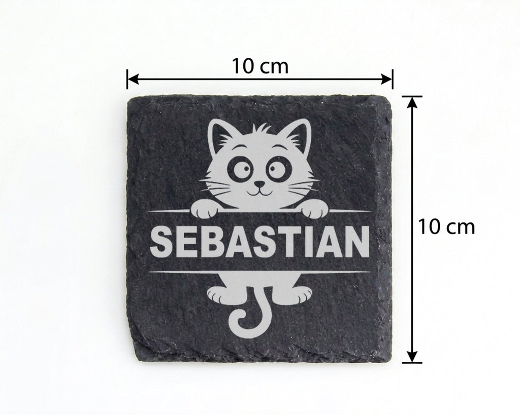 Schiefer Untersetzer Katze Personalisiert Mit Wunschname - Geschenk Fü – Bild 4