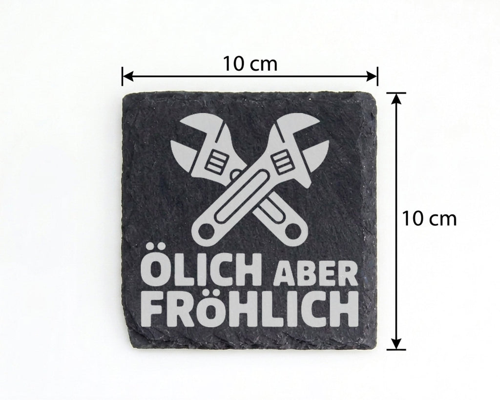 Schiefer Untersetzer Schraubenschlüssel Ölich Aber Fröhlich - Geschenk – Bild 4