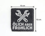 Schiefer Untersetzer Schraubenschlüssel Ölich Aber Fröhlich - Geschenk – Bild 4