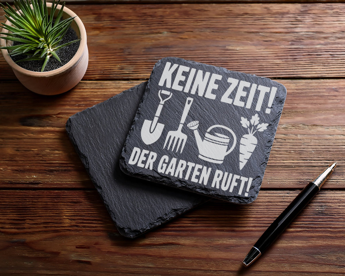 Schiefer Untersetzer Keine Zeit Der Garten Ruft - Geschenk für Gärtner – Bild 5