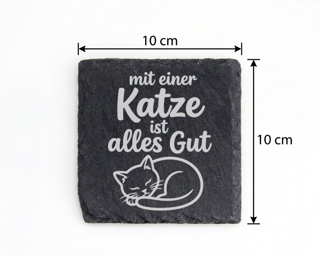 Schiefertafel Untersetzer Katze mit einer Katze ist alles Gut, Geschen – Bild 4