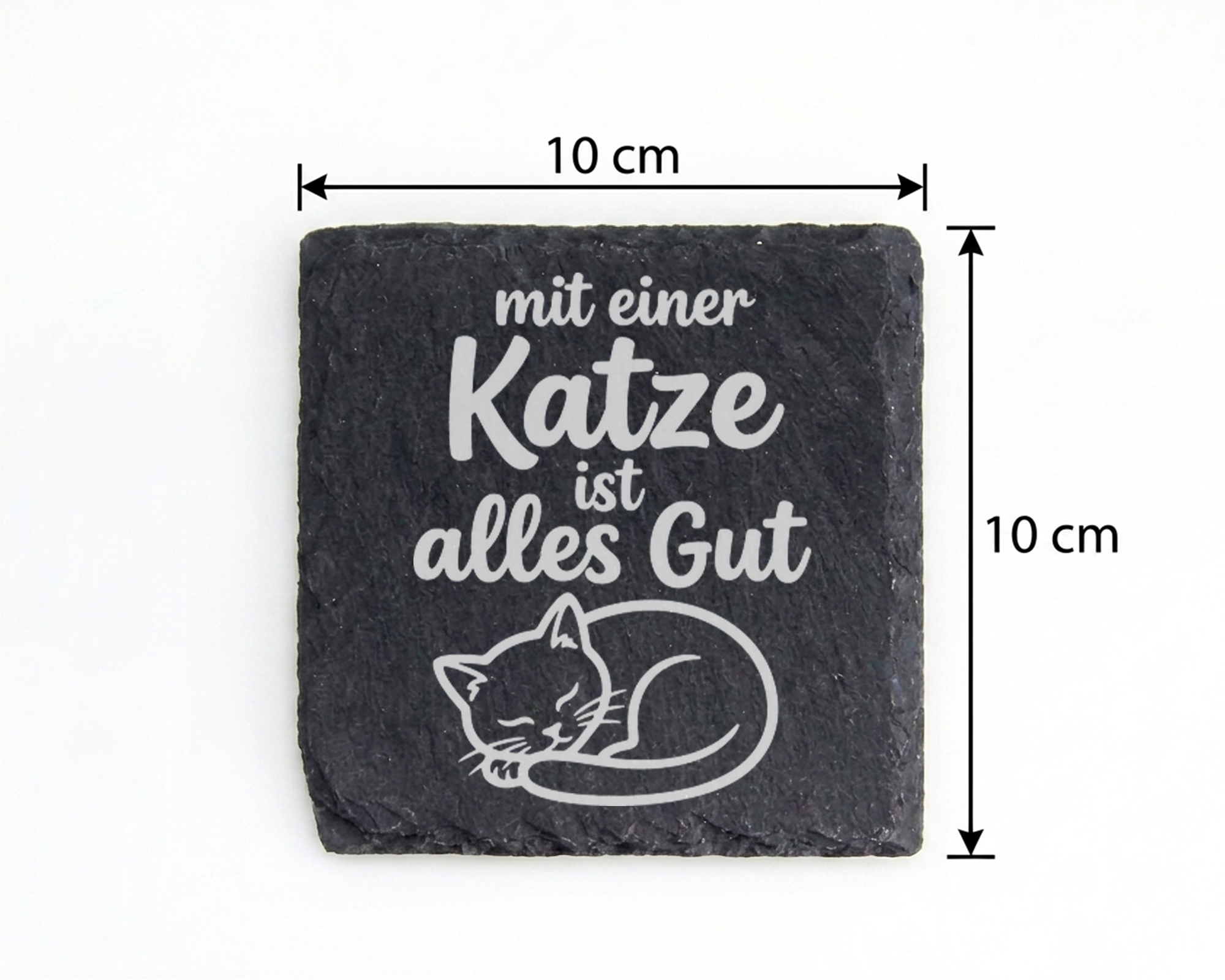 Schiefertafel Untersetzer Katze mit einer Katze ist alles Gut, Geschen – Bild 4