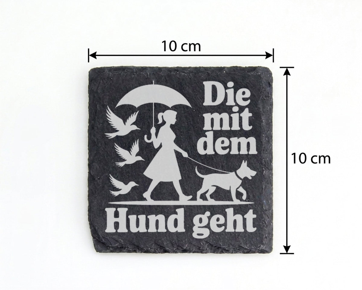 Schiefer Untersetzer Die mit dem Hund Geht - Lustiges Geschenk für Fra – Bild 4