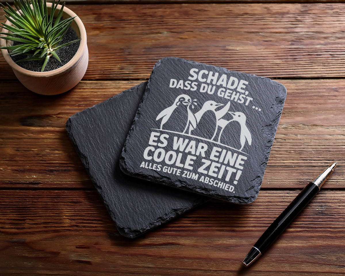 Schiefer Untersetzer Pinguine Schade Dass Du Gehst Coole Zeit - Gesche – Bild 5