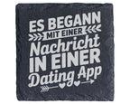 Schiefer Untersetzer Es Begann Mit Nachricht In Dating App - Romantisc – Bild 1