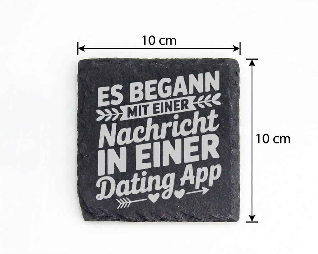 Schiefer Untersetzer Es Begann Mit Nachricht In Dating App - Romantisc – Bild 4