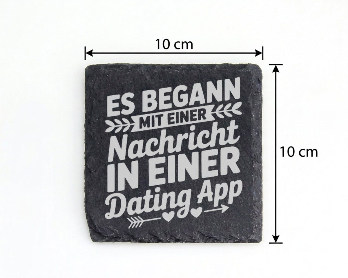 Schiefer Untersetzer Es Begann Mit Nachricht In Dating App - Romantisc – Bild 4
