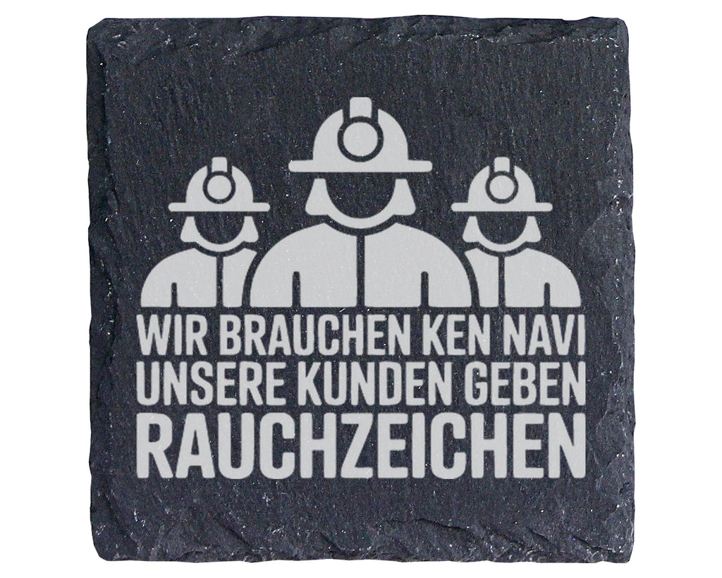 Schiefer Untersetzer Feuerwehr Spruch Rauchzeichen - Lustiges Geschenk – Bild 1