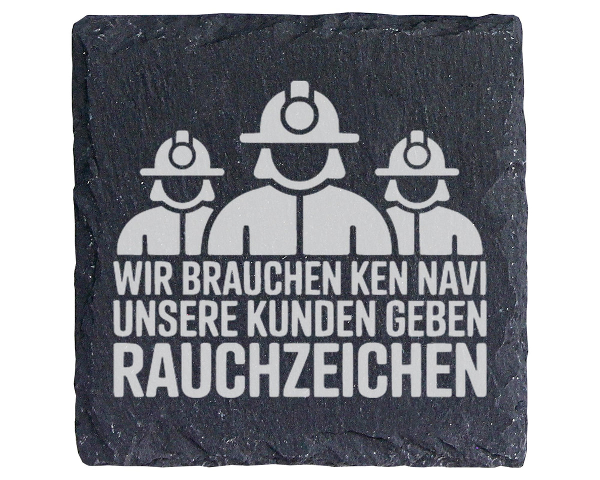Schiefer Untersetzer Feuerwehr Spruch Rauchzeichen - Lustiges Geschenk – Bild 1