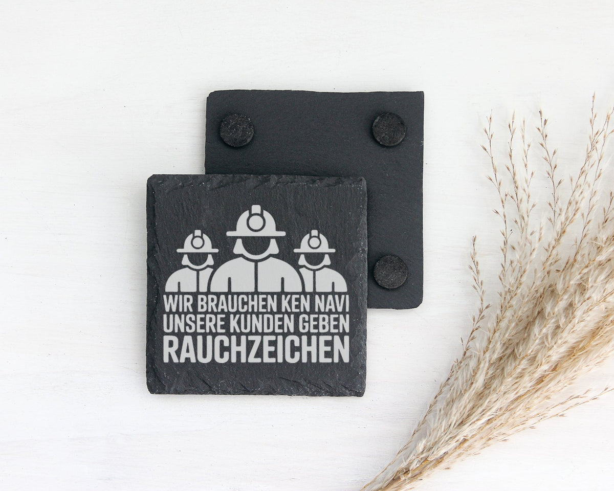 Schiefer Untersetzer Feuerwehr Spruch Rauchzeichen - Lustiges Geschenk – Bild 2