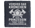 Schiefer Untersetzer Prinzessin Trägt Feuerwehrhelm - Lustiger Spruch  – Bild 1