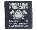 Schiefer Untersetzer Prinzessin Trägt Feuerwehrhelm - Lustiger Spruch  – Bild 1