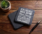 Schiefer Untersetzer Cousin Spruch Ich Lächle Und Lache - Lustiges Ges – Bild 5